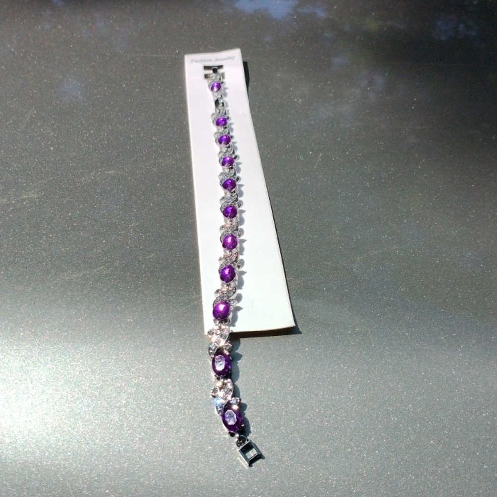 Beautiful amethyst and diamonique fashion bracelet
